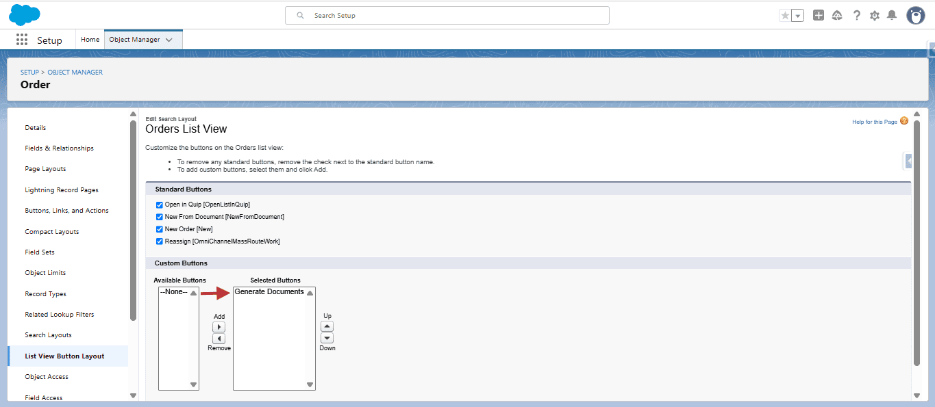 List View Button Layout